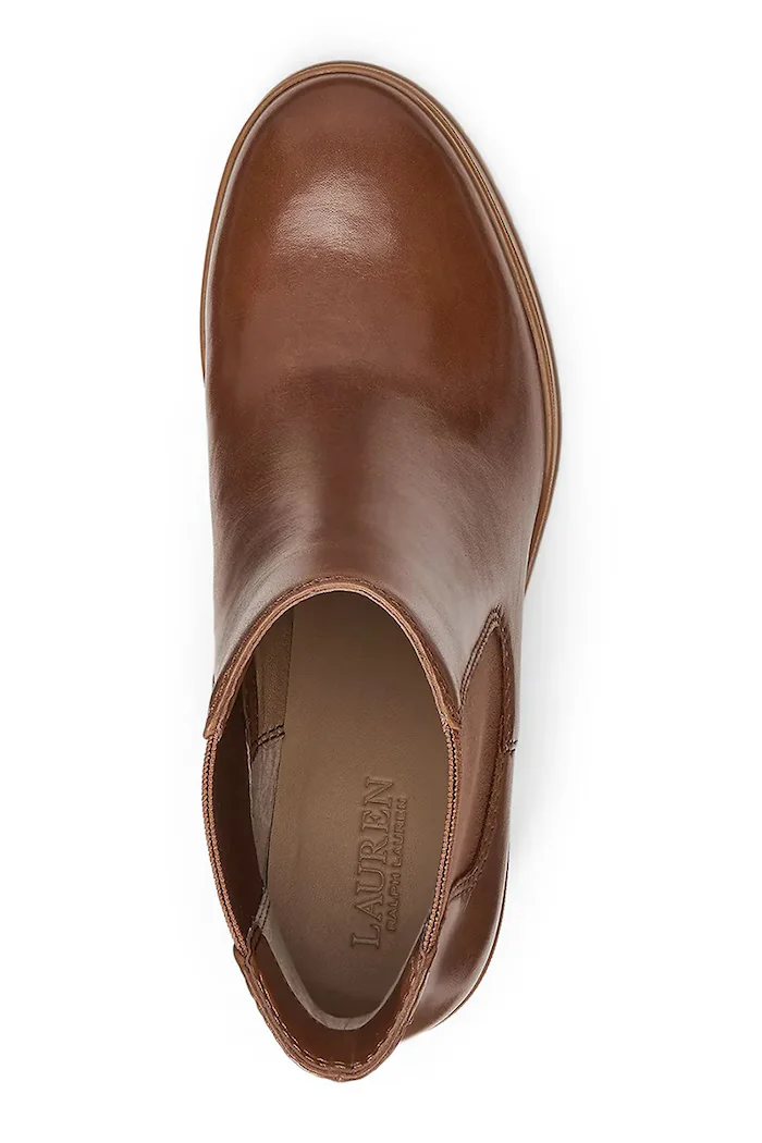 Lauren Ralph Lauren Кожени боти челси Cailie в кафяво с дебел ток 802937825002