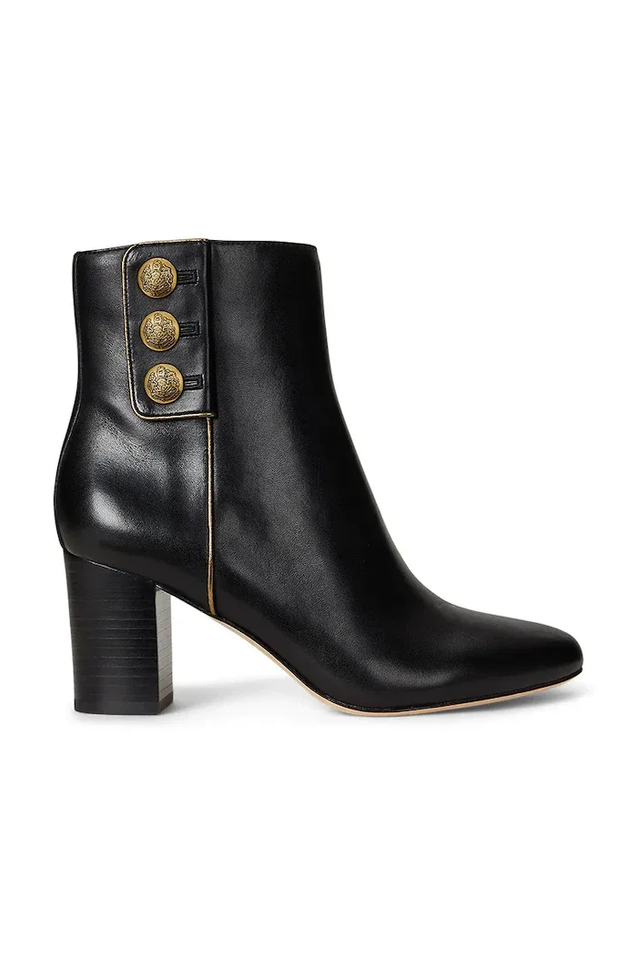 Lauren Ralph Lauren Кожени боти Kenndi Bt Hl в черно с дебел ток 802980065001