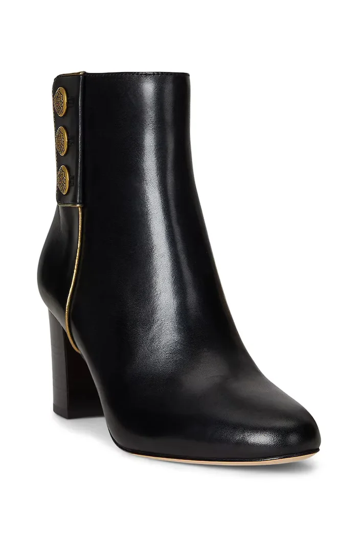 Lauren Ralph Lauren Кожени боти Kenndi Bt Hl в черно с дебел ток 802980065001
