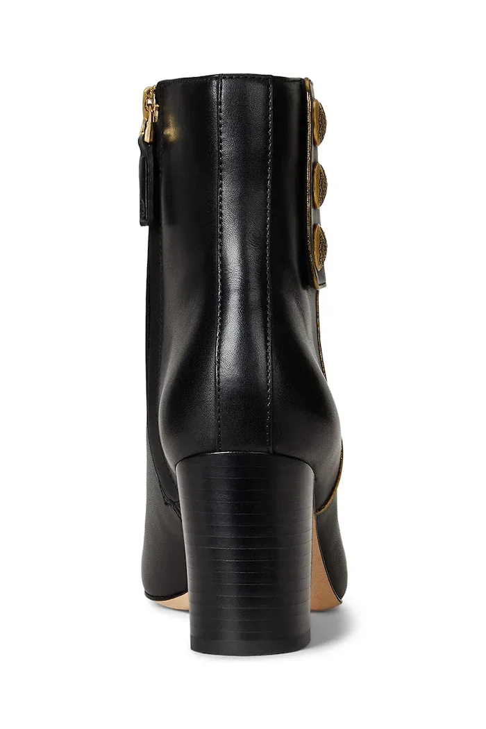 Lauren Ralph Lauren Кожени боти Kenndi Bt Hl в черно с дебел ток 802980065001