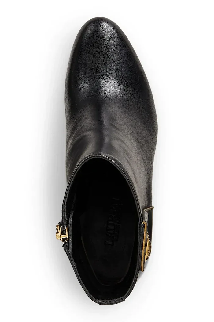 Lauren Ralph Lauren Кожени боти Kenndi Bt Hl в черно с дебел ток 802980065001
