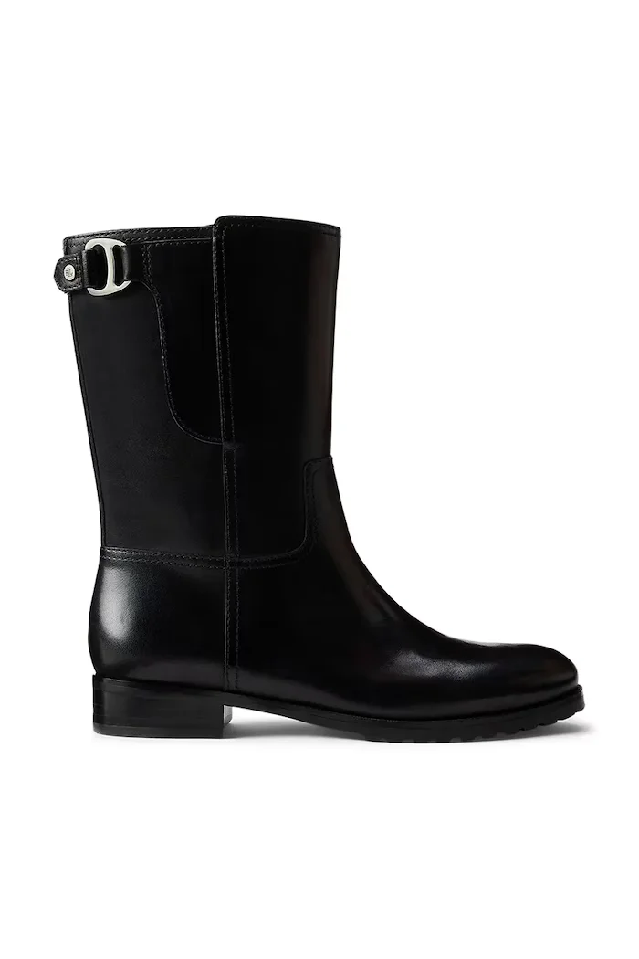Lauren Ralph Lauren Кожени боти Tasha Mid в черно с равна подметка 802P06251001