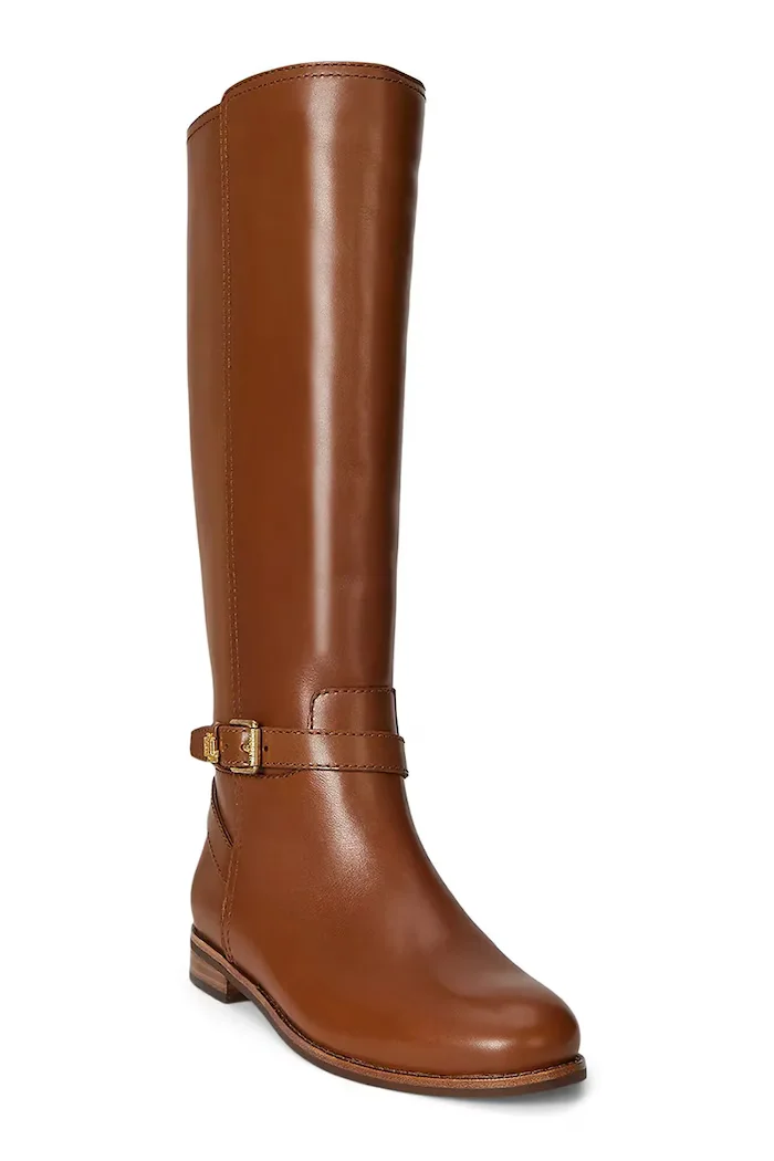 Lauren Ralph Lauren Кожени ботуши Brooke Tll 2 в кафяво с равна подметка 802974383001