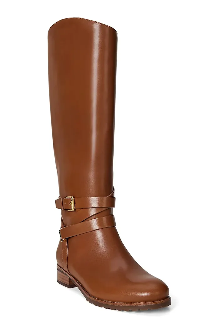 Lauren Ralph Lauren Кожени ботуши Collins Tll в кафяво с равна подметка 802974384001