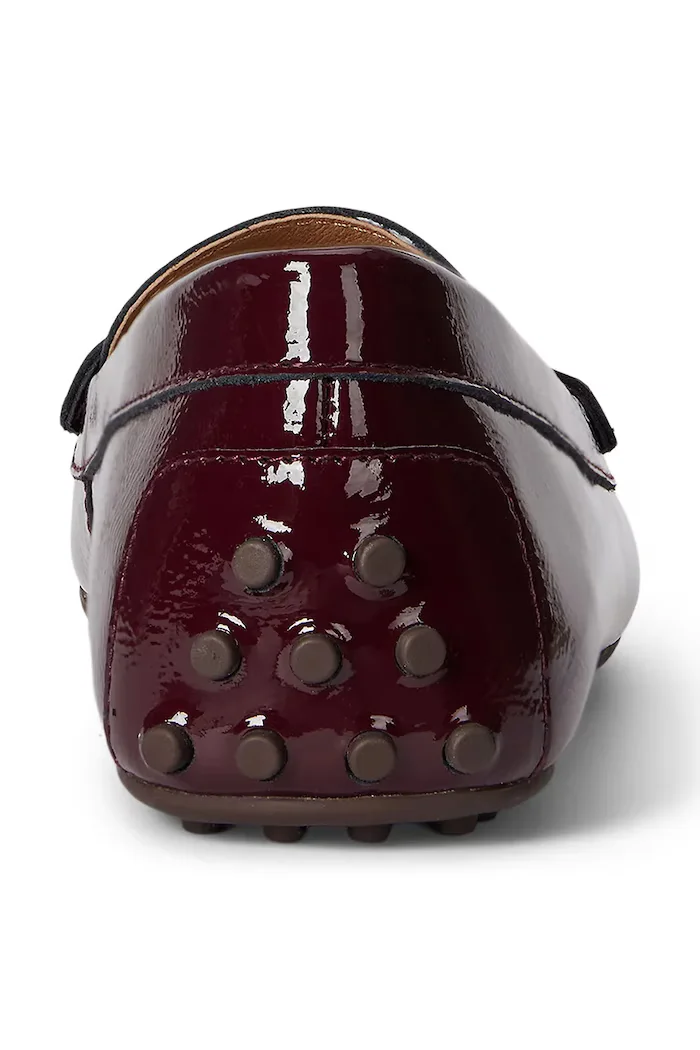 Lauren Ralph Lauren Кожени мокасини Barnsbury в бордо с равна подметка 802P04390002