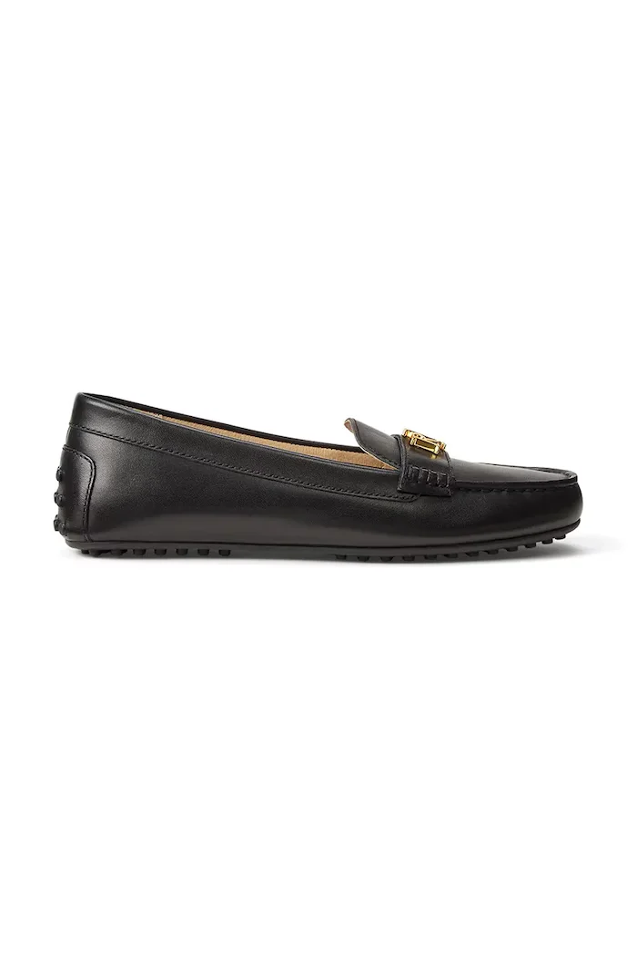 Lauren Ralph Lauren Кожени мокасини Barnsbury в черно с равна подметка 802P09040001