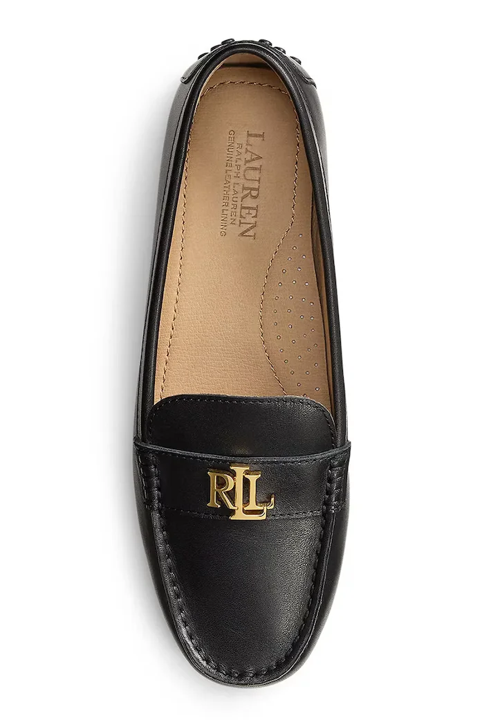 Lauren Ralph Lauren Кожени мокасини Barnsbury в черно с равна подметка 802P09040001