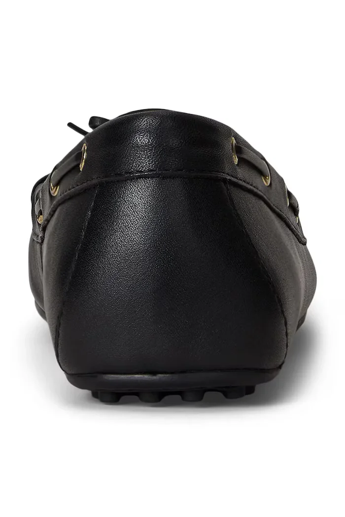 Lauren Ralph Lauren Кожени мокасини Wylie в черно с равна подметка 802967751001