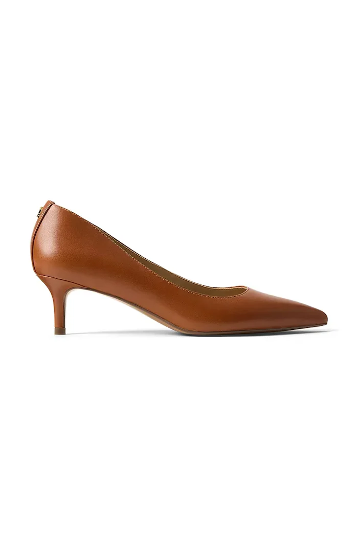 Lauren Ralph Lauren Кожени обувки с тънък ток Adrienne в кафяво с нисък ток 802P09030002