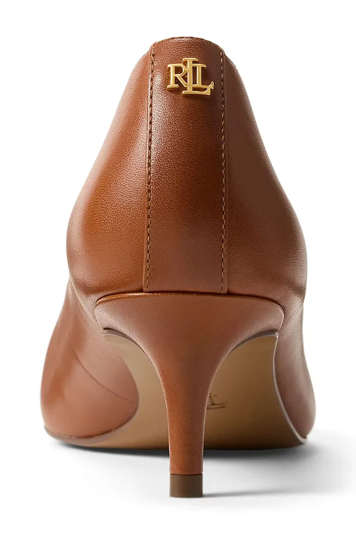 Lauren Ralph Lauren Кожени обувки с тънък ток Adrienne в кафяво с нисък ток 802P09030002
