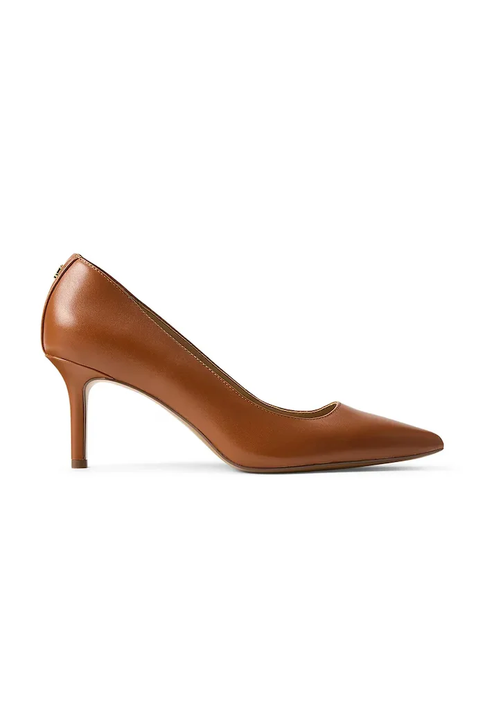 Lauren Ralph Lauren Кожени обувки с тънък ток Lanette в кафяво 802P09031002