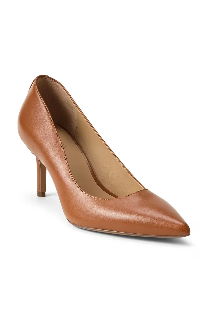 Lauren Ralph Lauren Кожени обувки с тънък ток Lanette в кафяво 802P09031002