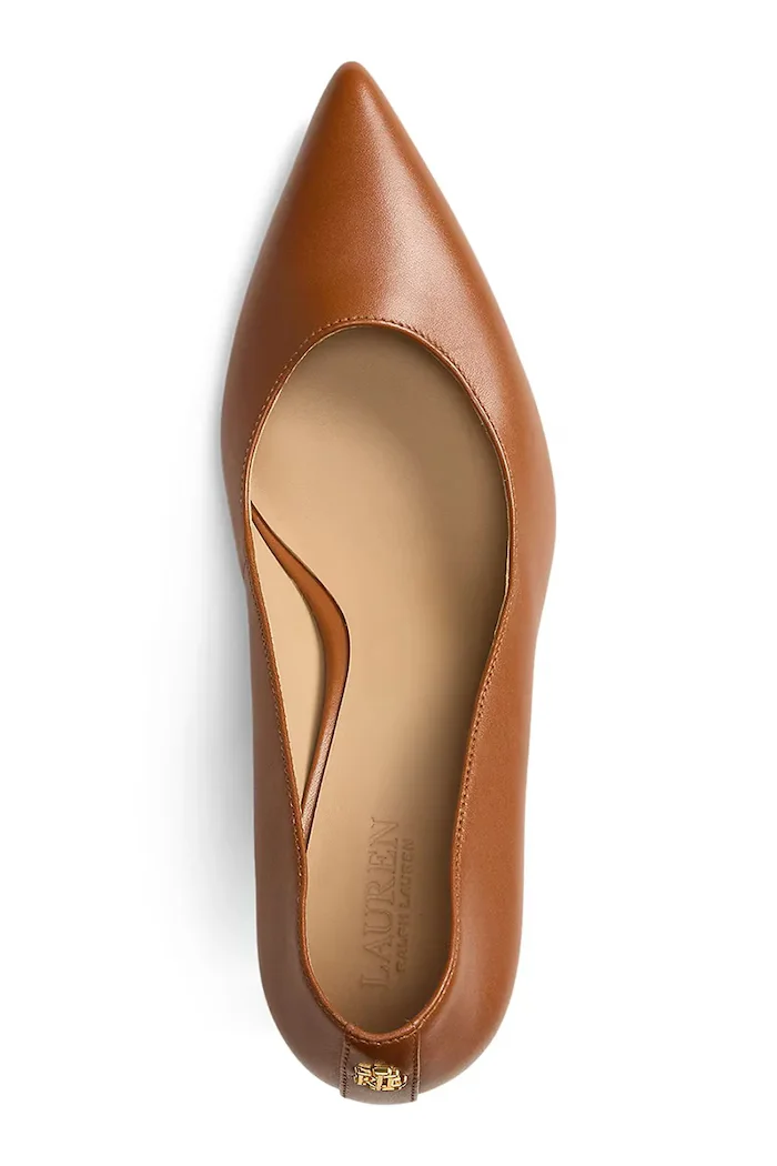 Lauren Ralph Lauren Кожени обувки с тънък ток Lanette в кафяво 802P09031002
