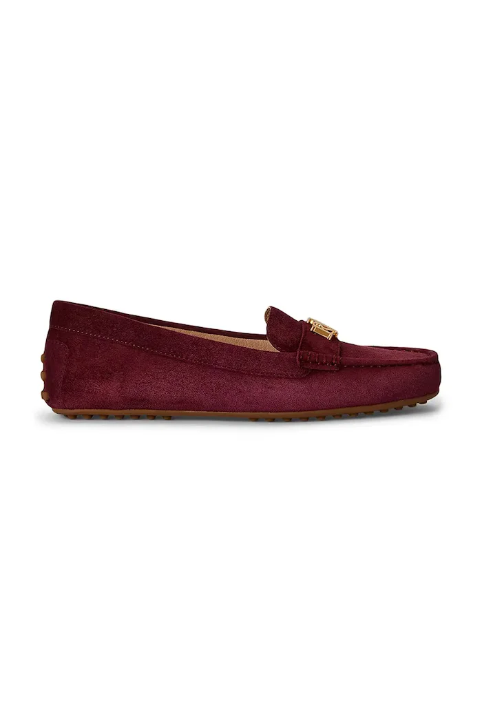 Lauren Ralph Lauren мокасини дамски от велур Barnsbury бордо 802821629037