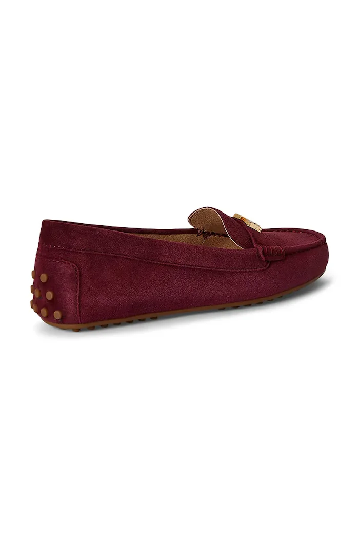 Lauren Ralph Lauren мокасини дамски от велур Barnsbury бордо 802821629037