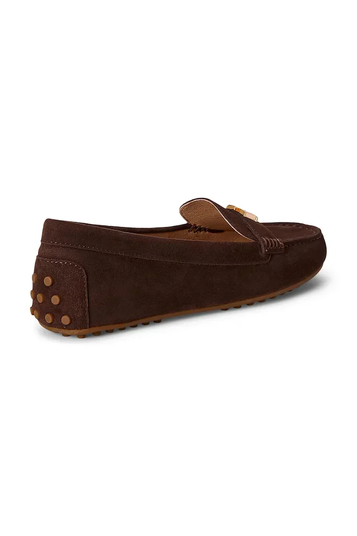 Lauren Ralph Lauren мокасини дамски от велур Barnsbury кафяви 802821629038