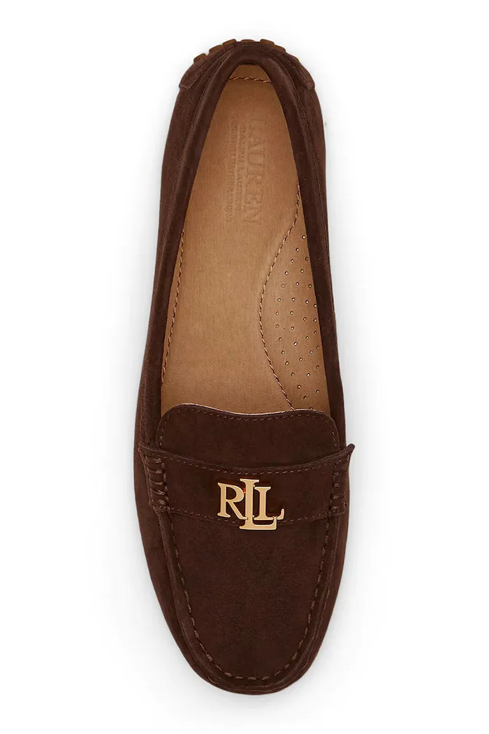 Lauren Ralph Lauren мокасини дамски от велур Barnsbury кафяви 802821629038