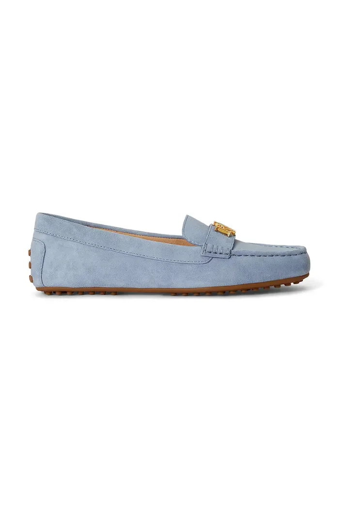 Lauren Ralph Lauren мокасини дамски от велур Barnsbury сини 802821629034