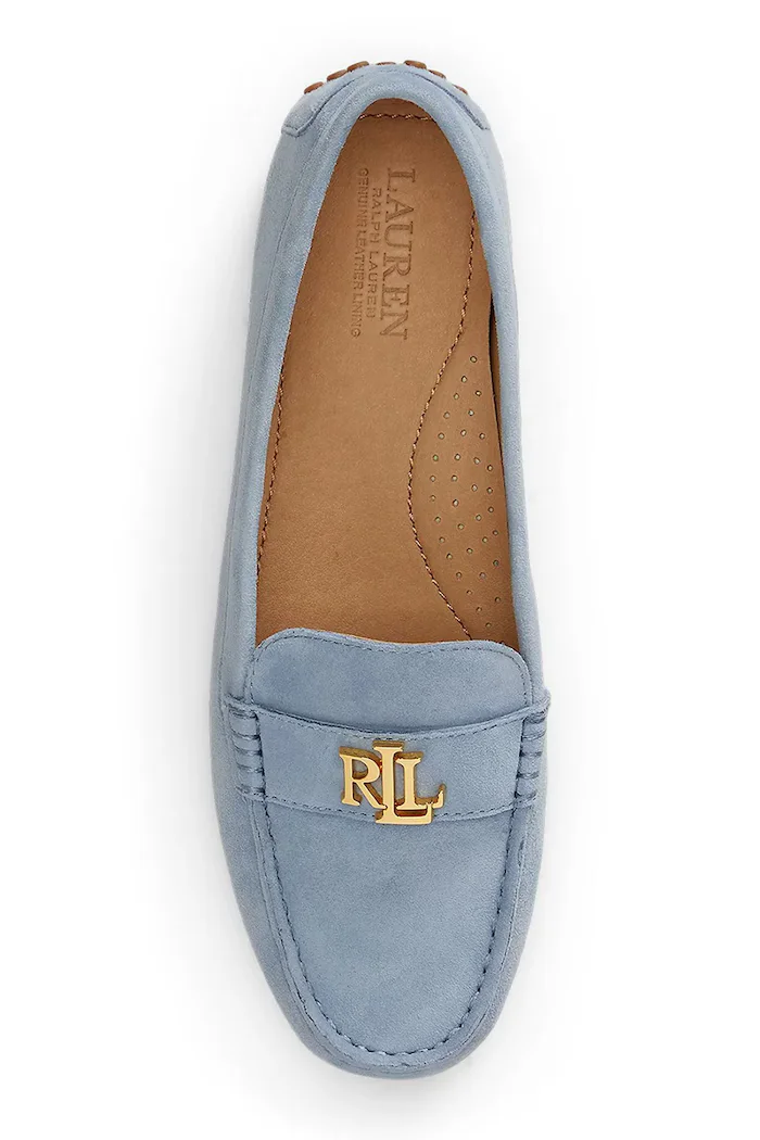 Lauren Ralph Lauren мокасини дамски от велур Barnsbury сини 802821629034