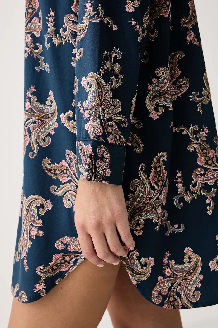 Lauren Ralph Lauren нощница дамска с памук тъмносиня ILN32529