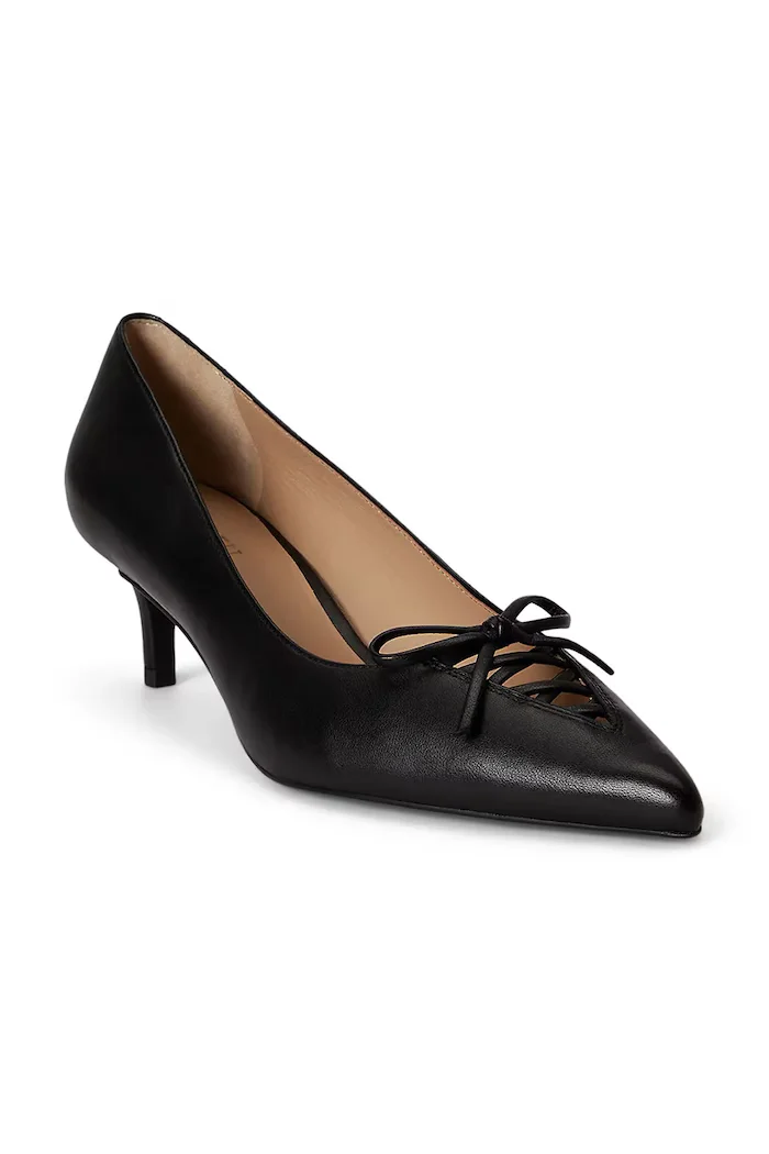 Lauren Ralph Lauren обувки с ток от кожа Adrienne черни 802P06371001