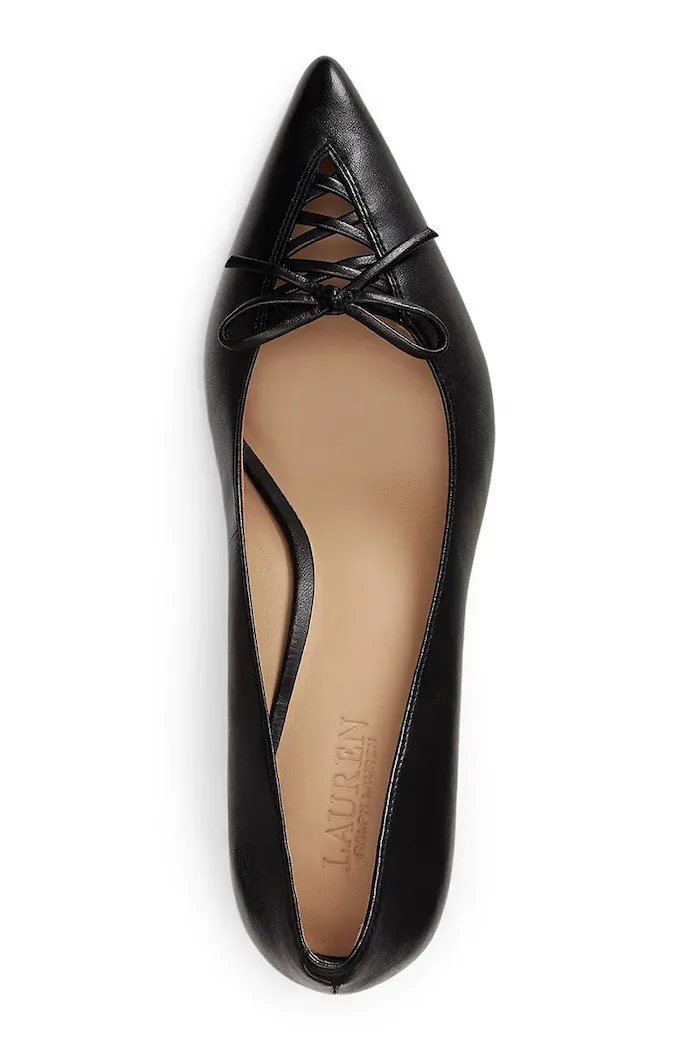 Lauren Ralph Lauren обувки с ток от кожа Adrienne черни 802P06371001