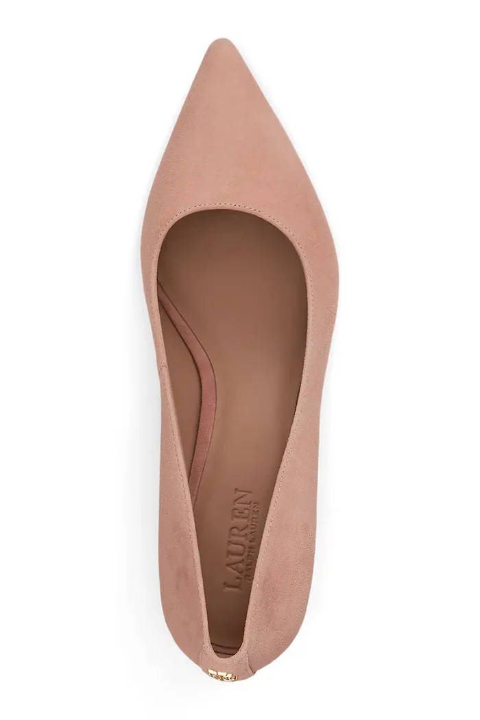 Lauren Ralph Lauren обувки с ток от кожа Adrienne розови 802755524012