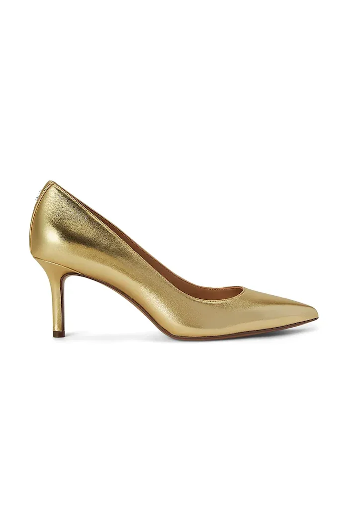 Lauren Ralph Lauren обувки с ток от кожа Lanette златни 802978205002