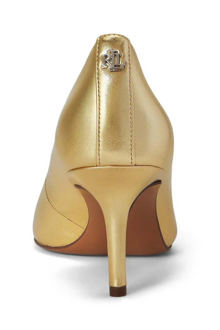 Lauren Ralph Lauren обувки с ток от кожа Lanette златни 802978205002