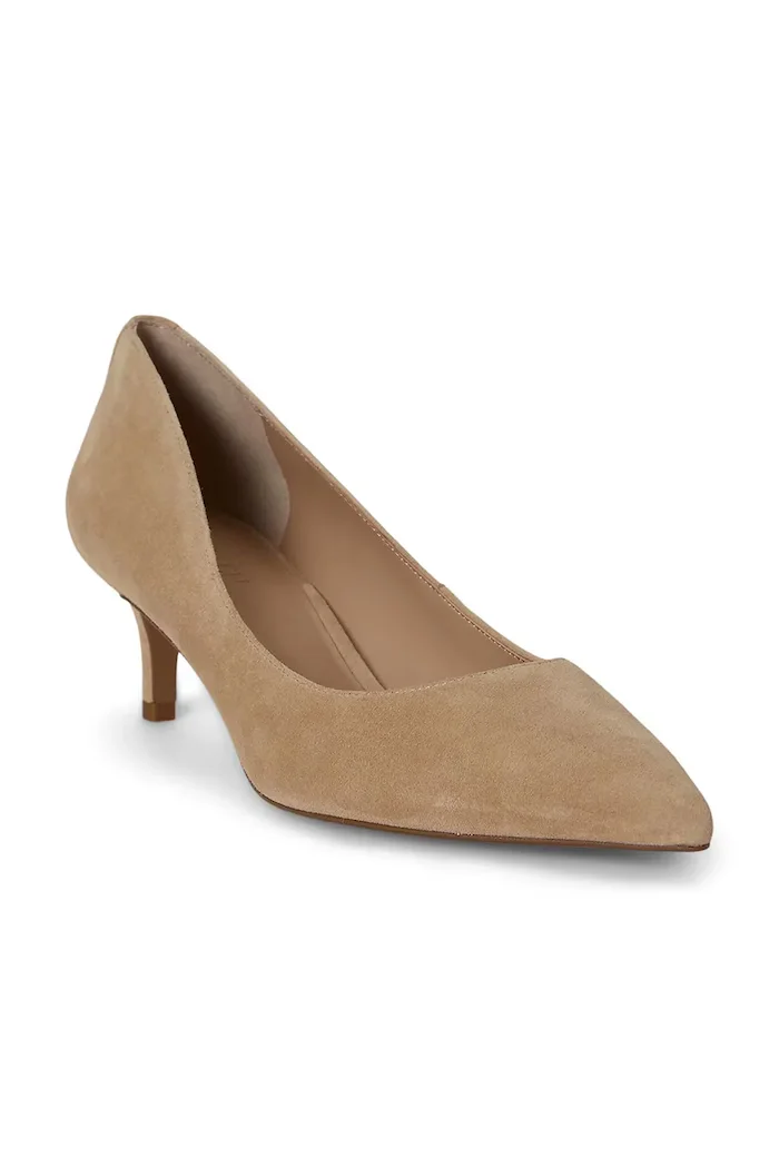 Lauren Ralph Lauren обувки с ток от велур Adrienne бежови 802755524014