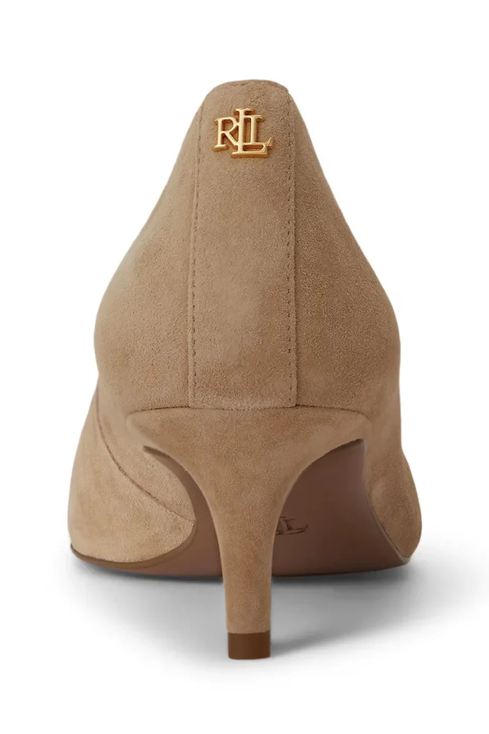Lauren Ralph Lauren обувки с ток от велур Adrienne бежови 802755524014