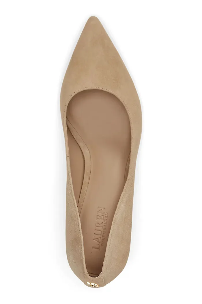 Lauren Ralph Lauren обувки с ток от велур Adrienne бежови 802755524014