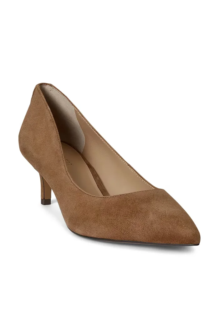 Lauren Ralph Lauren обувки с ток от велур Adrienne кафяви 802755524013