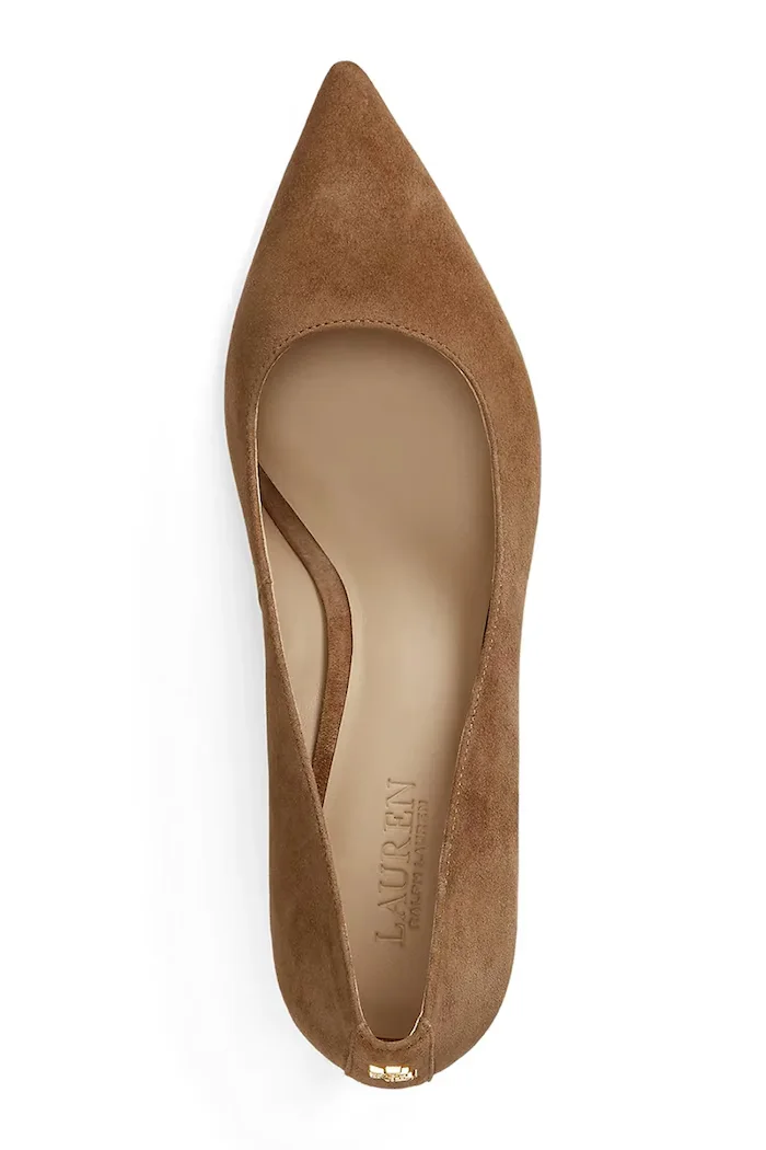 Lauren Ralph Lauren обувки с ток от велур Adrienne кафяви 802755524013