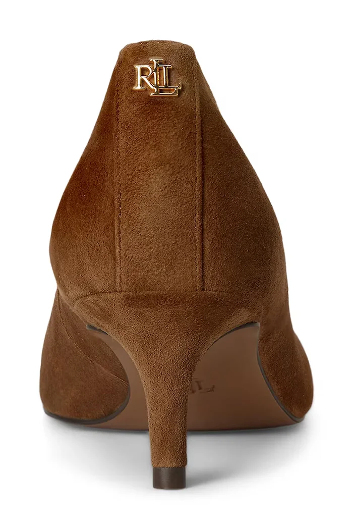 Lauren Ralph Lauren обувки с ток от велур Adrienne кафяви 802755524013