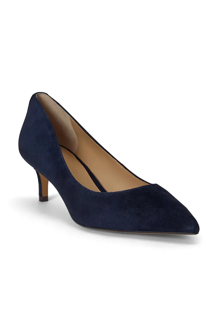 Lauren Ralph Lauren обувки с ток от велур Adrienne тъмносини 802P17691001