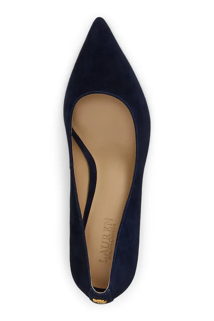 Lauren Ralph Lauren обувки с ток от велур Adrienne тъмносини 802P17691001