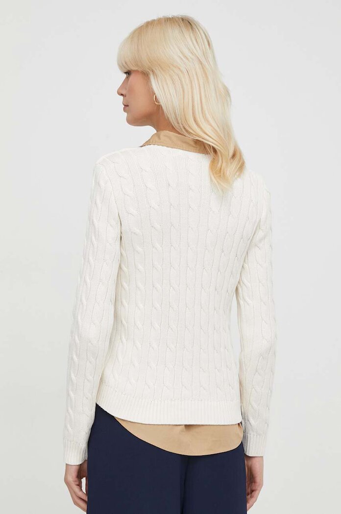 Lauren Ralph Lauren Памучен пуловер Lauren Ralph в бежово 200932223