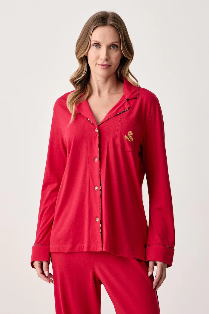 Lauren Ralph Lauren пижама от две части дамска с памук червена ILN92561F