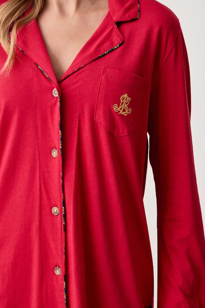 Lauren Ralph Lauren пижама от две части дамска с памук червена ILN92561F