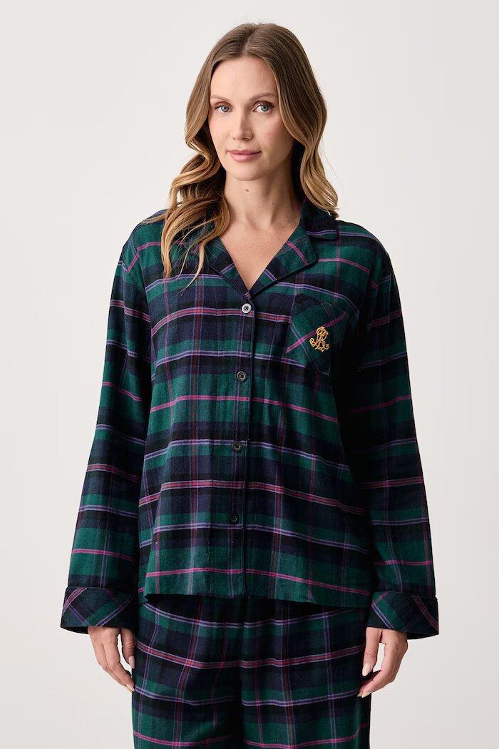 Lauren Ralph Lauren пижама от две части дамска с памук зелена ILN92551F