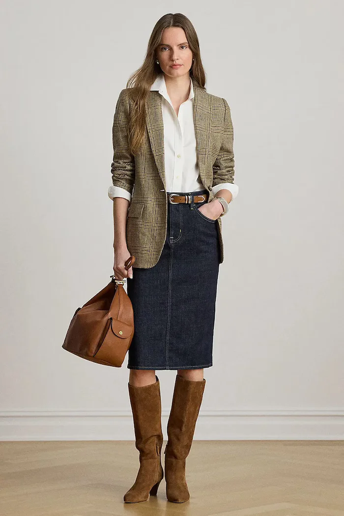 Lauren Ralph Lauren пола тип молив от деним синя 200P14644