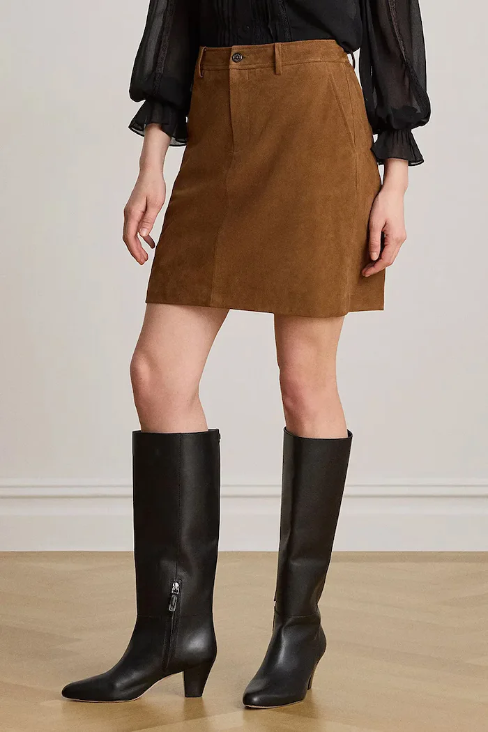 Lauren Ralph Lauren пола тип молив от велур кафява 200B24160