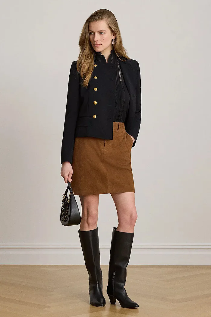Lauren Ralph Lauren пола тип молив от велур кафява 200B24160