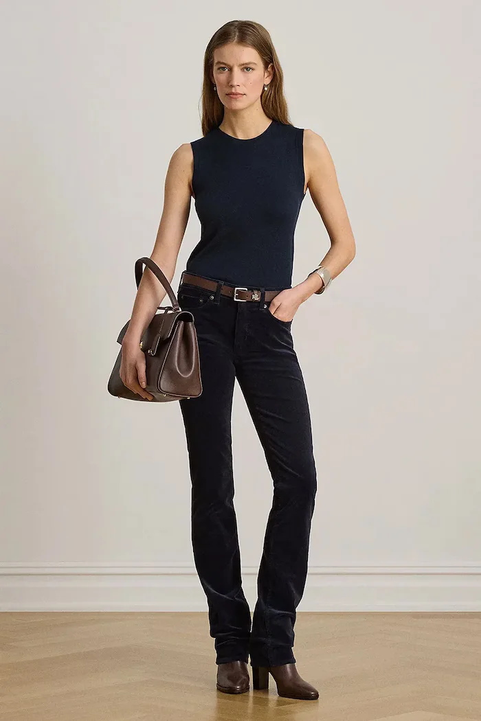 Lauren Ralph Lauren поло дамско с добавена коприна тъмносиньо 200P14537