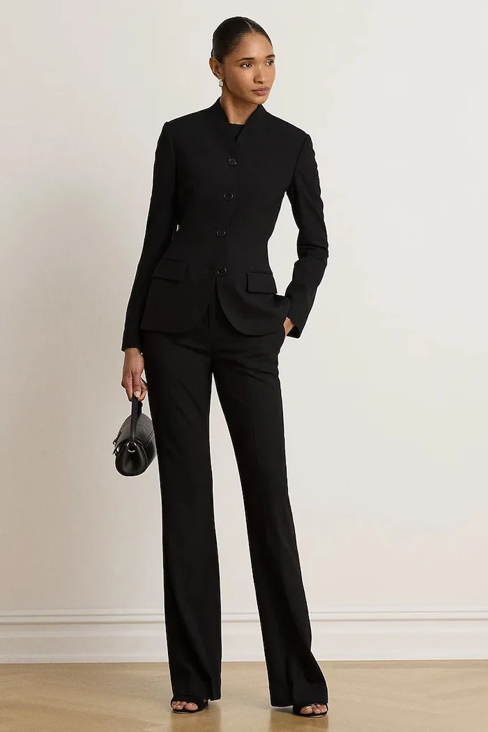 Lauren Ralph Lauren прав панталон дамски черен със стандартна талия 200P08857