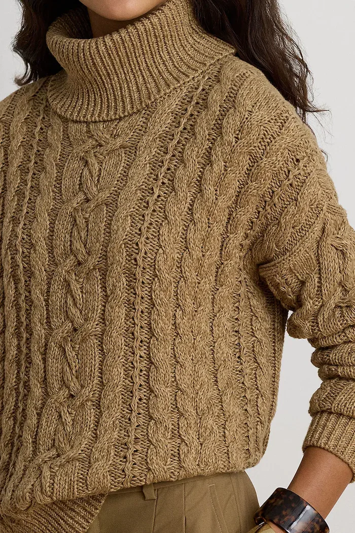 Lauren Ralph Lauren пуловер дамски от памук кафяв 200B27835