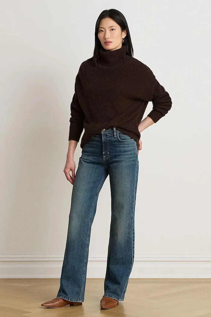 Lauren Ralph Lauren пуловер дамски от вълна кафяв 200B23582