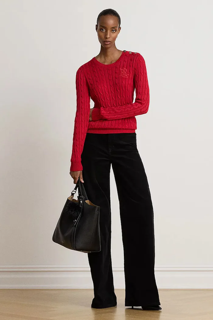 Lauren Ralph Lauren пуловер дамски с памук червен 200P14039