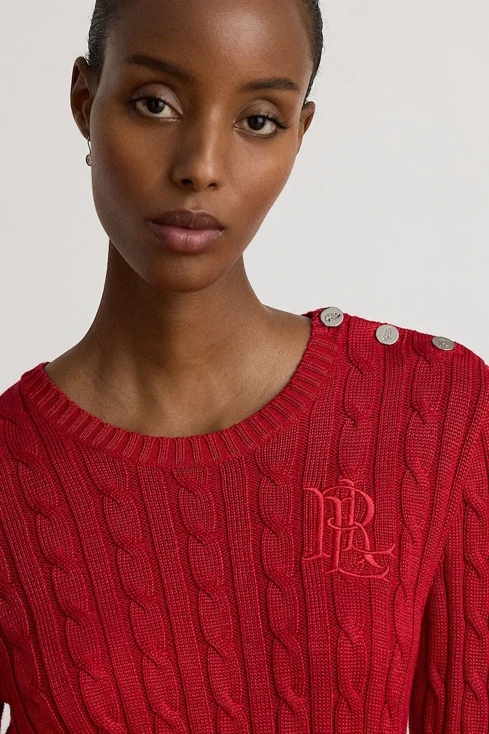 Lauren Ralph Lauren пуловер дамски с памук червен 200P14039